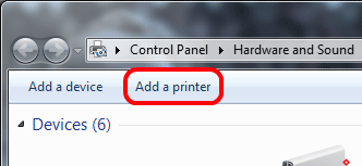 Devices and Printers, Add Printer
